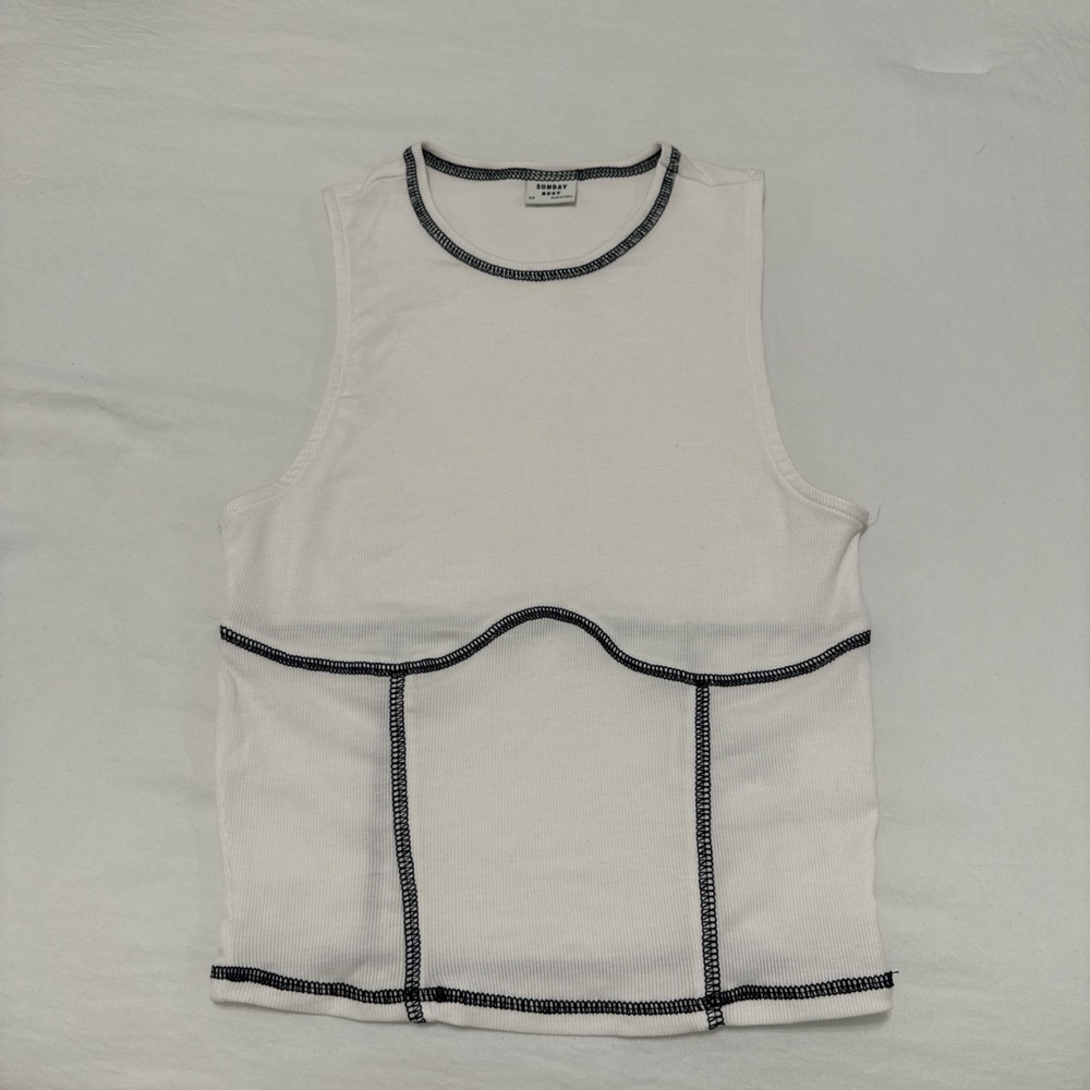 Sunday Best White Top with Black Trim